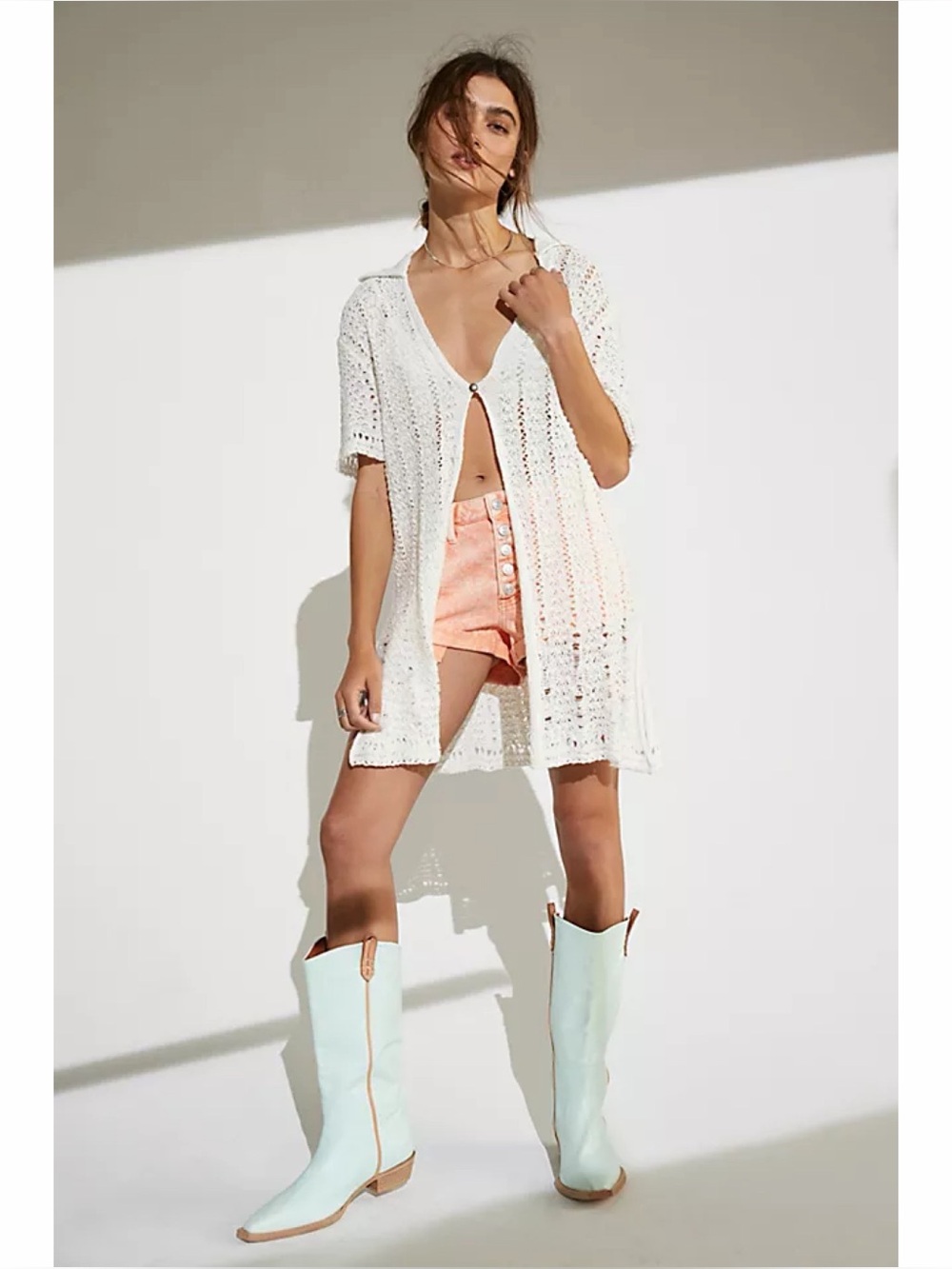 Free People Soda Pop Cardigan Open Knit Collared